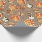 クラフト素朴オレンジスライススパイスアニススター ラッピングペーパー (角)