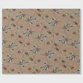 クラフト素朴オールウィンターススプルースコーンイレックスベリー ラッピングペーパー (フラット)