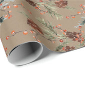 クラフト素朴オールウィンターススプルースコーンイレックスベリー ラッピングペーパー (ロールコーナー)