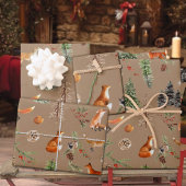 クラフト素朴オールフォレストウッドランドレッドキツネ ラッピングペーパーシート