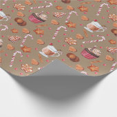 クラフト素朴カップケーキココアクッキー&キャンディカン ラッピングペーパー (角)