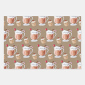 クラフト素朴カップケーキココア&ラテ ラッピングペーパーシート (正面)