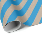 クラフト素朴カプリブルーワイドストライプホテルホリデイ ラッピングペーパー (ロールコーナー)