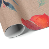 クラフト素朴カラーウィンターグリーナリー&ポインセチア ラッピングペーパー (ロールコーナー)