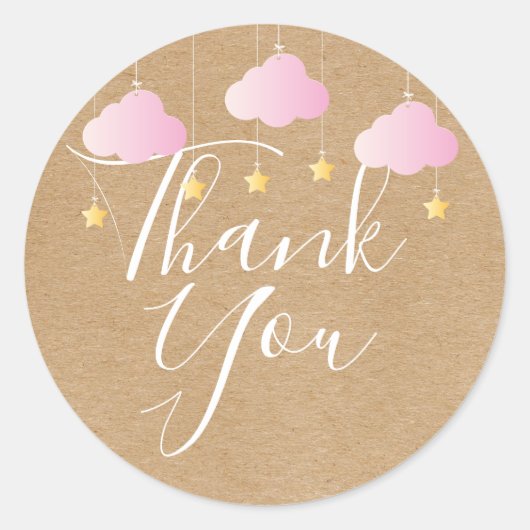 クラフト素朴キラキラの輝きよ感謝していり赤ちゃんシャワー ラウンドシール (正面)