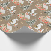 クラフト素朴ギフトの与えホワイトエマインズホリデー ラッピングペーパー (角)