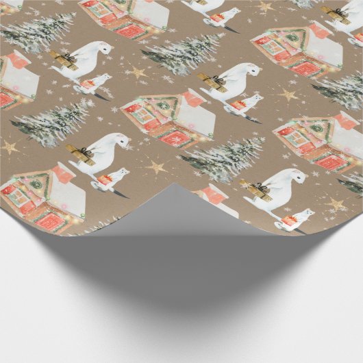 クラフト素朴ギフトの与えホワイトエマインズホリデー ラッピングペーパー (角)