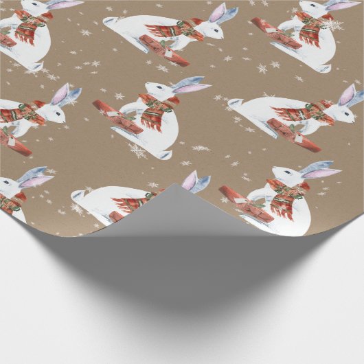 クラフト素朴ギフト与えの北極ハレバニーウサギ ラッピングペーパー (角)