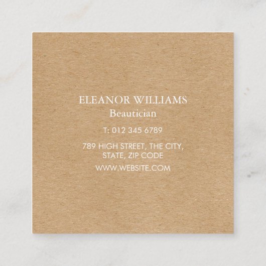 クラフト素朴クラフト繊細な花ピンクの広場 スクエア名刺 (裏面)