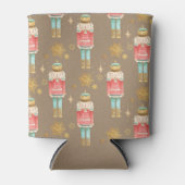 クラフト素朴クリスマスくるみ割り金ゴールド雪片 缶クーラー (正面)