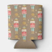 クラフト素朴クリスマスくるみ割り金ゴールド雪片 缶クーラー (裏面)