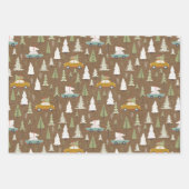 クラフト素朴クリスマスウッドランドカーシーン ラッピングペーパーシート (正面)