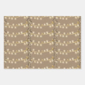 クラフト素朴クリスマスストリングライトシルバー&金ゴールド ラッピングペーパーシート (正面3)