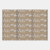 クラフト素朴クリスマスストリングライトシルバー&金ゴールド ラッピングペーパーシート (正面)