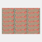 クラフト素朴クリスマスストリングライトレッドグリーンブルー ラッピングペーパーシート (正面)