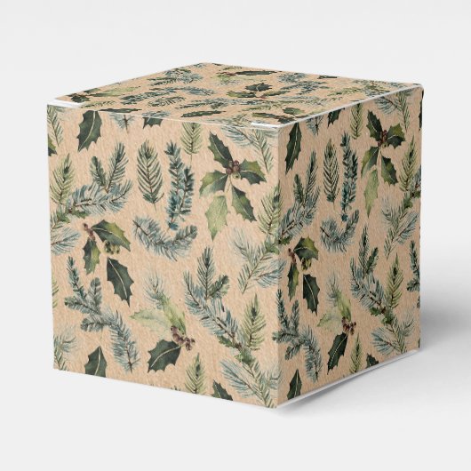 クラフト素朴クリスマスフローラギフトボックス フェイバーボックス (正面サイド)