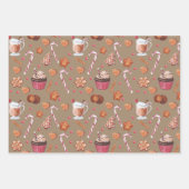 クラフト素朴クリスマスベーキングクッキーとカップケーキ ラッピングペーパーシート (正面3)