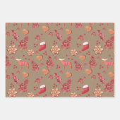 クラフト素朴クリスマスベーキングクッキーとカップケーキ ラッピングペーパーシート (正面2)