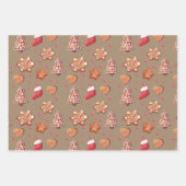 クラフト素朴クリスマスベーキングクッキーとカップケーキ ラッピングペーパーシート (正面)