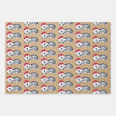 クラフト素朴クリスマスペンギン ラッピングペーパーシート (正面3)