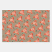 クラフト素朴クリスマスレッドグリーンウールチューク帽子 ラッピングペーパーシート (正面)