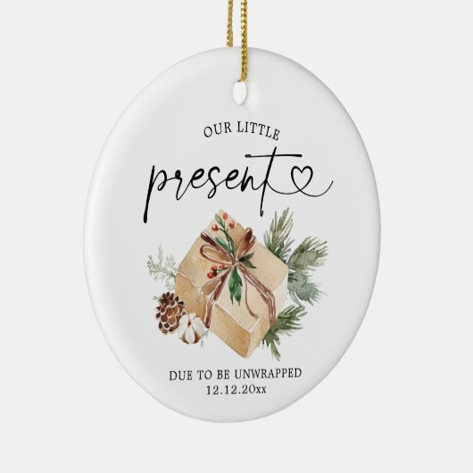 クラフト素朴クリスマス妊娠発表ギフト セラミックオーナメント (右)