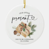 クラフト素朴クリスマス妊娠発表ギフト セラミックオーナメント (正面)