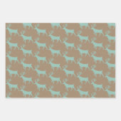 クラフト素朴グリーンホワイトウッドランドスタック ラッピングペーパーシート (正面3)