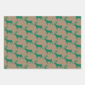 クラフト素朴グリーンホワイトウッドランドスタック ラッピングペーパーシート (正面)
