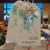 クラフト素朴グリーンボウシュガーコーンクリスマス ギフトタグ