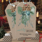 クラフト素朴グリーンボウシュガーコーンクリスマス ギフトタグ