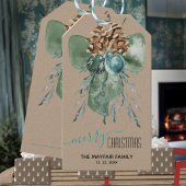 クラフト素朴グリーンボウシュガーコーンクリスマス ギフトタグ