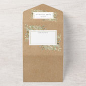 クラフト素朴グリーンリー男女兼用赤ちゃんシャワー オールインワン招待状 (外側)