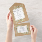 クラフト素朴グリーンリー男女兼用赤ちゃんシャワー オールインワン招待状 (貼ってはがせる)