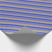 クラフト素朴コバルトブルーストライプホテル ラッピングペーパー (角)