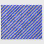 クラフト素朴コバルトブルーワイドストライプホリデイ ラッピングペーパー (フラット)