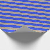 クラフト素朴コバルトブルーワイドストライプホリデイ ラッピングペーパー (角)