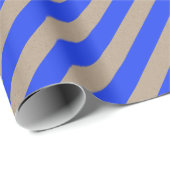 クラフト素朴コバルトブルーワイドストライプホリデイ ラッピングペーパー (ロールコーナー)
