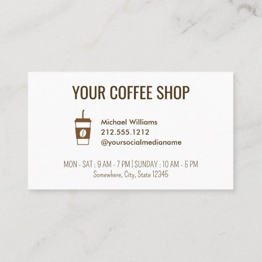 クラフト素朴コーヒーカップコーヒーロイヤリティカード 名刺 (裏面)
