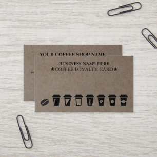 クラフト素朴コーヒーショップコーヒーロイヤリティカード 名刺