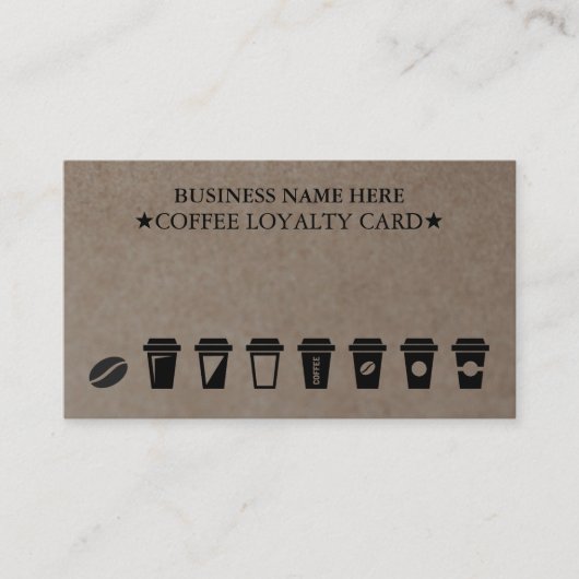 クラフト素朴コーヒーショップコーヒーロイヤリティカード 名刺 (正面)