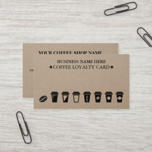 クラフト素朴コーヒーショップコーヒーロイヤリティカード 名刺