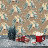 クラフト素朴ゴールデンクリスマスベルが鳴っている ラッピングペーパーシート