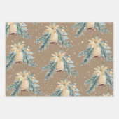 クラフト素朴ゴールデンクリスマスベルが鳴っている ラッピングペーパーシート (正面2)