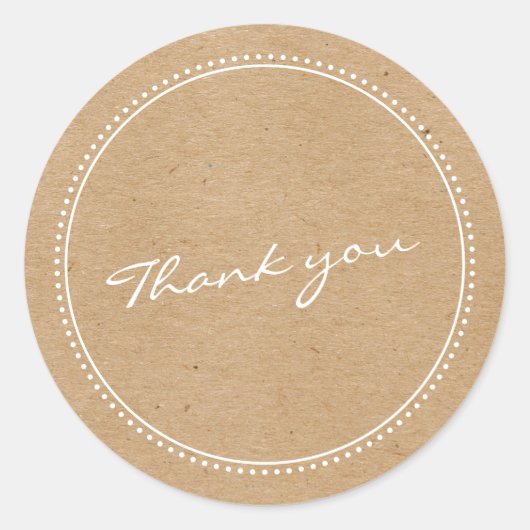クラフト素朴サンキュースクリプトレタリング点々のある ラウンドシール (正面)