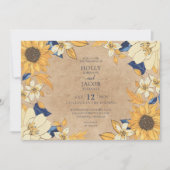 クラフト素朴サンフラワーブルーイエローフローラズ結婚 招待状 (正面)