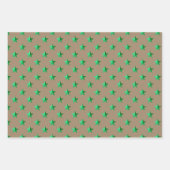 クラフト素朴シルバーグリーンターコイズブルースターズ ラッピングペーパーシート (正面2)