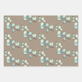 クラフト素朴シルバーグリーンユーカリプトゥススプリグ ラッピングペーパーシート