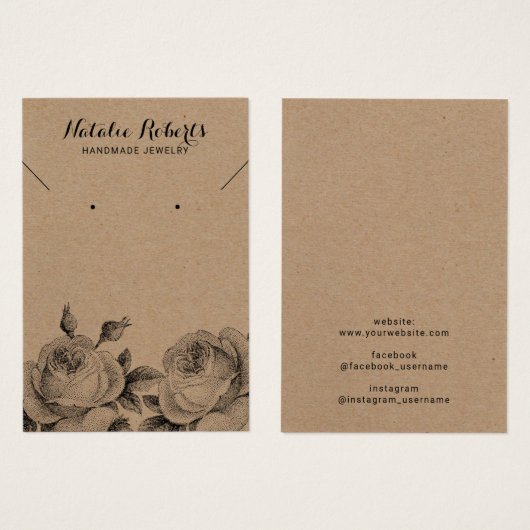 クラフト素朴ジュエリーネックレスフローラ表示 (正面&裏面)