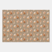 クラフト素朴ジンガーブレッドツリースターベルキャンディーケーン ラッピングペーパーシート (正面3)